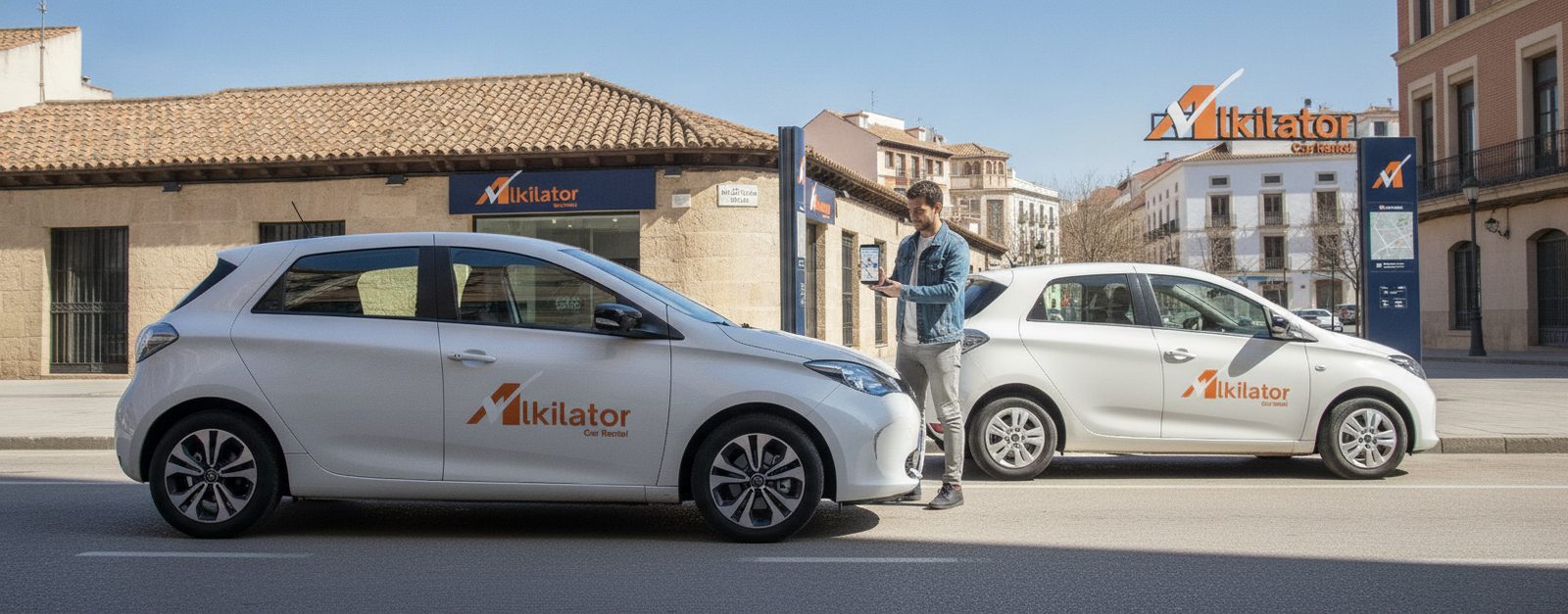 Ilustración de coches conectados en red representando el car sharing de Alkilator