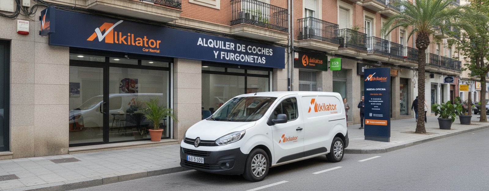 Coche de alquiler de Alkilator en una calle de Vallecas, nueva oficina de Alkilator en Madrid