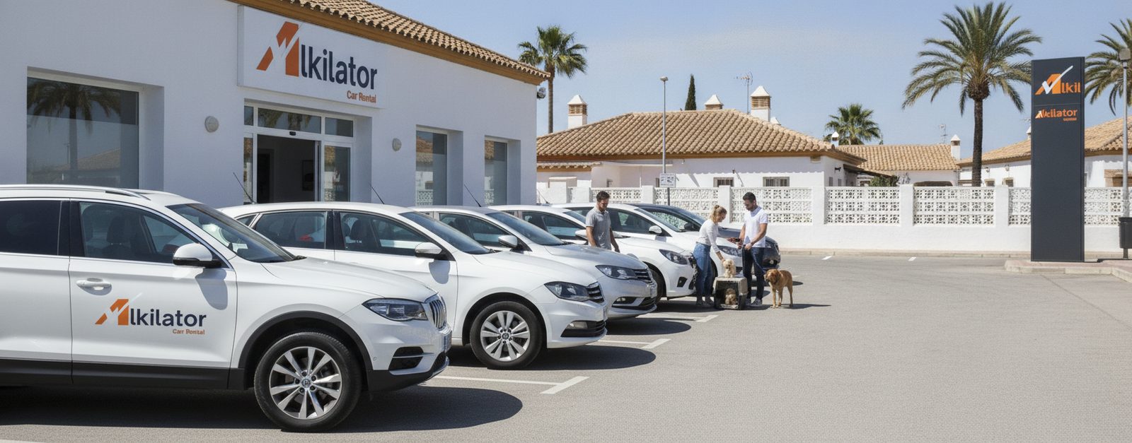 Coche de alquiler en una playa española ideal para viajar con mascotas