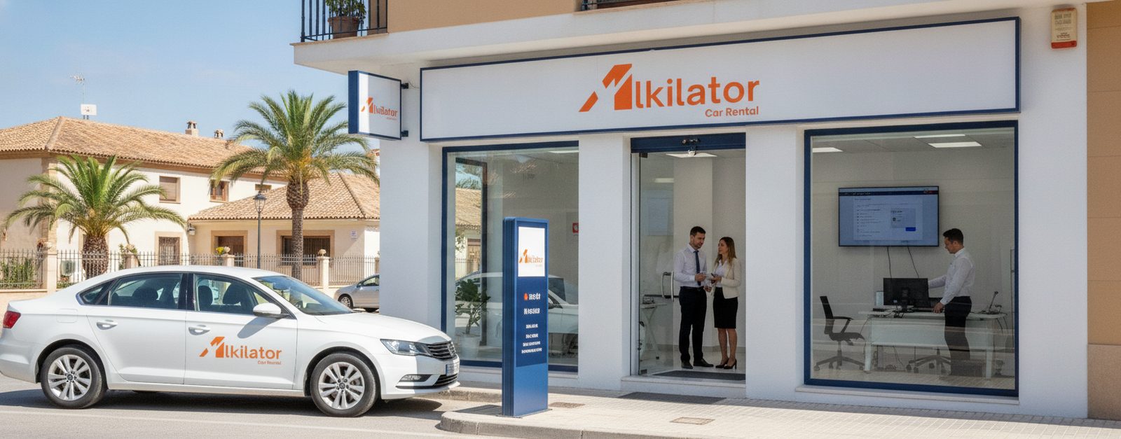 Persona gestionando reservas online de una empresa de alquiler de coches