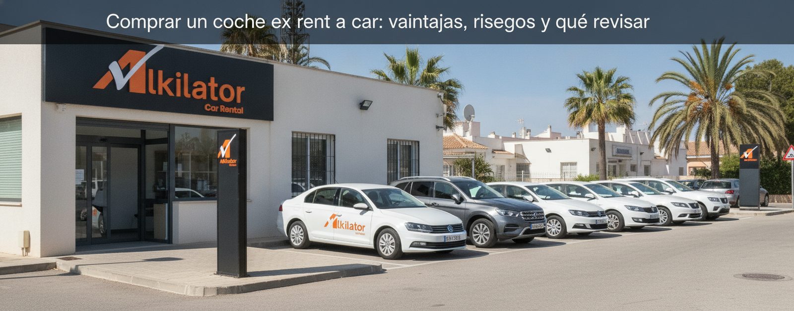 Coche de alquiler aparcado en una costa española despejada en temporada baja