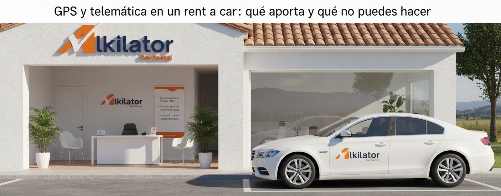 Flota de coches de alquiler de Alkilator aparcada y lista para entregar, controlada con telemática y GPS