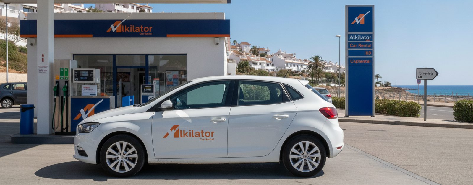 Coche de alquiler circulando por el centro de una ciudad española