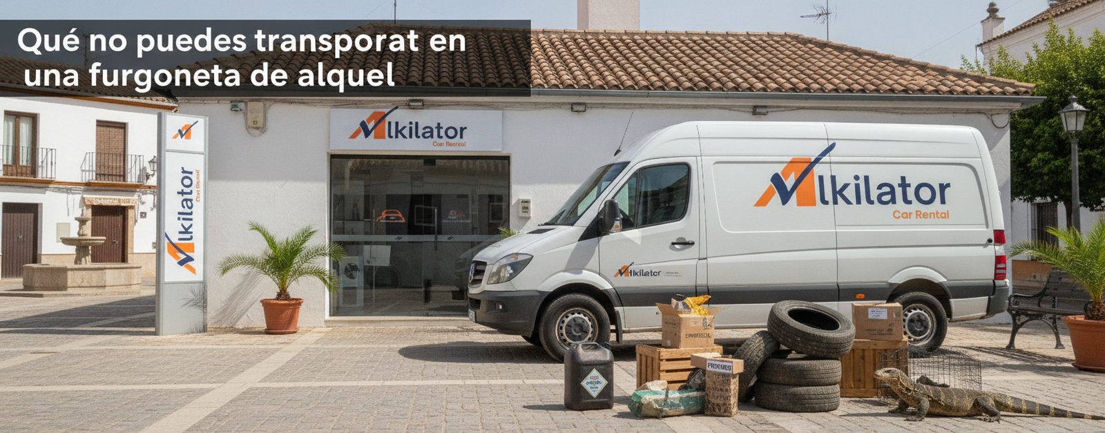 Furgoneta de alquiler de Alkilator con la carga bien sujeta y repartida en la zona de carga