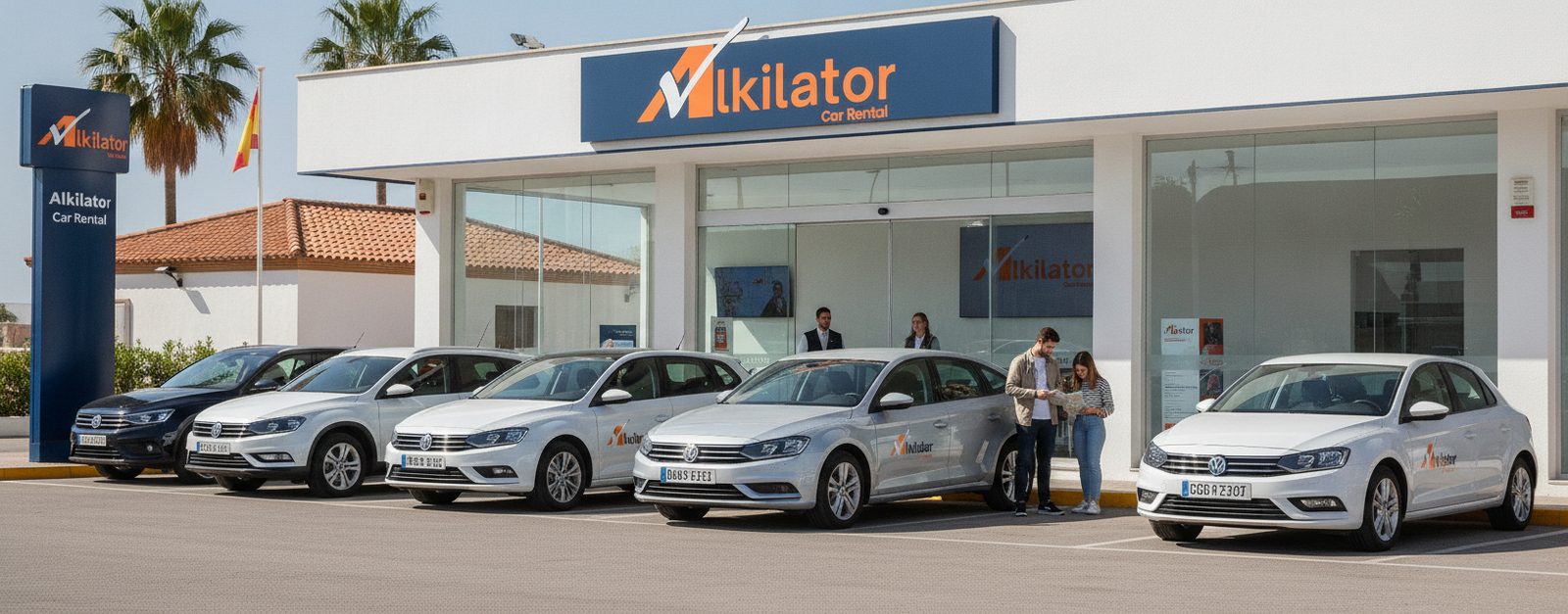 Oficina de alquiler de coches de Alkilator atendiendo a clientes