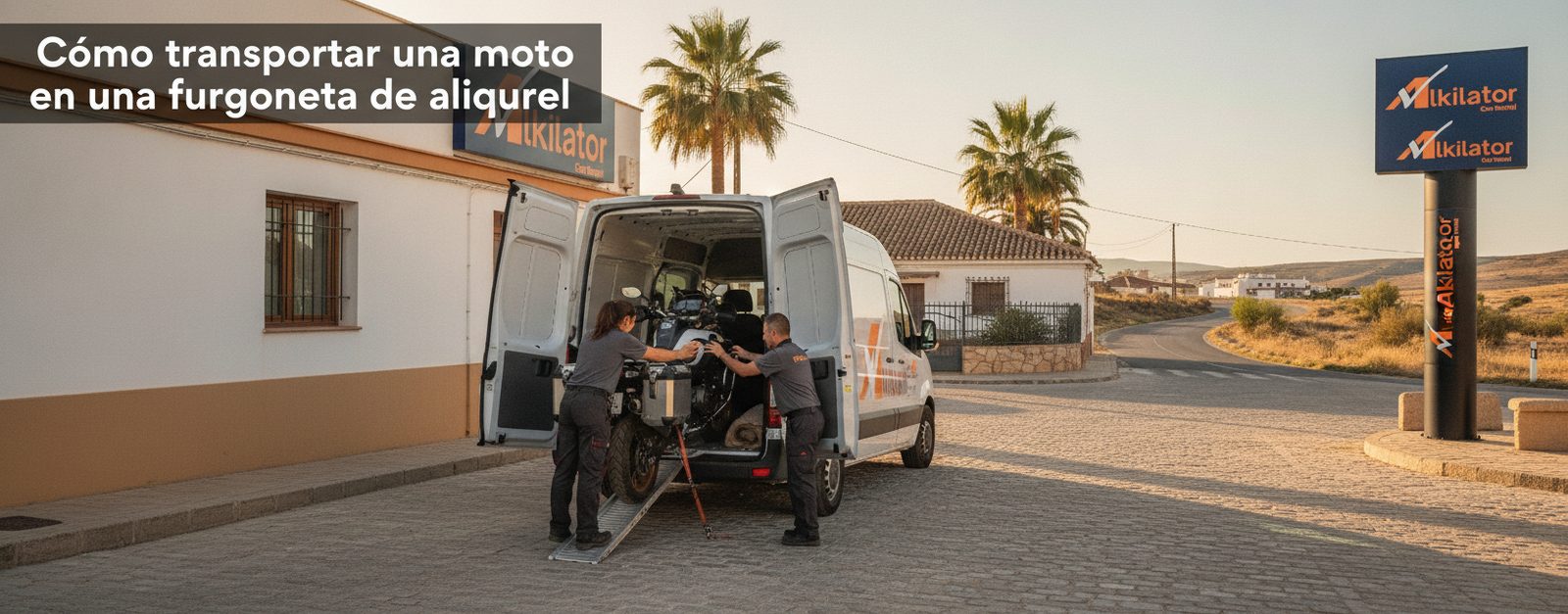 Furgoneta de alquiler cargando cajas para una mudanza